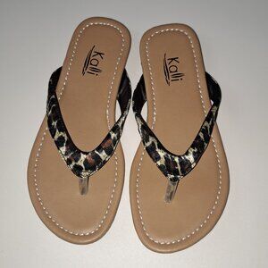 Kalli Girls Flip Flops Size 13 Little Kid Leopard Print Animal Print Sandals NEW